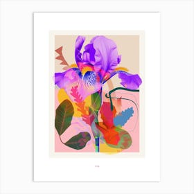 Iris 4 Neon Flower Collage Poster Art Print
