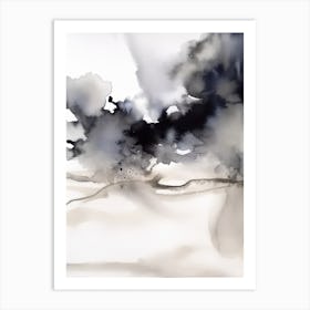 Watercolour Abstract Black And White 1 Art Print