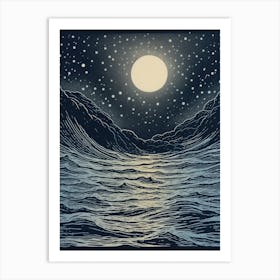 Moonlight Over The Ocean 7 Art Print