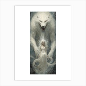 Wolf And Woman Art Print