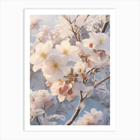 Frosty Botanical Camellia 7 Art Print