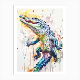 Crocodile Colourful Watercolour 3 Art Print