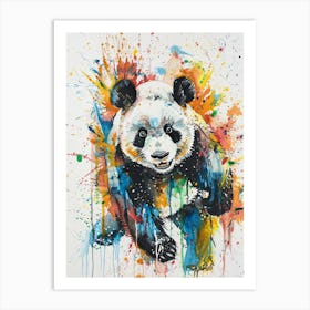 Panda Colourful Watercolour 4 Art Print