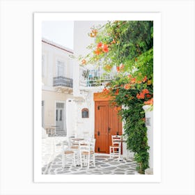 Greek Island Coffee Corner Art Print