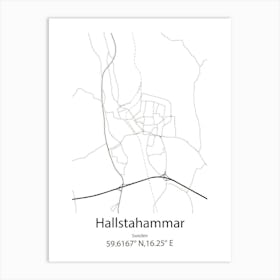 Hallstahammar,Sweden Minimalist Map Art Print