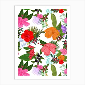 Hibiscus And Berries  Art Print
