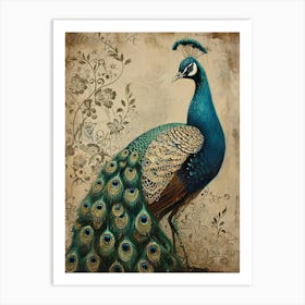 Kitsch Ornamental Peacock 2 Art Print