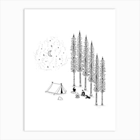 Camping In The Forest Art Print