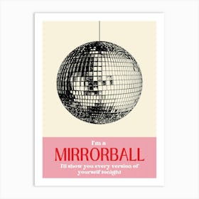 Mirrorball Lyrics Retro Disco Ball Art Print