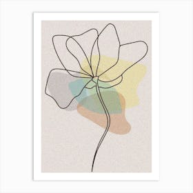 Lone Flower, Patch, Outline, Line Art, Viral, Botanical, Art, Wall Print Art Print