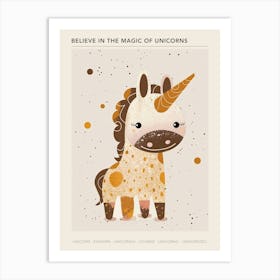 Beige Cute Kids Unicorn 1 Poster Art Print