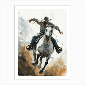 Western Cowboy Vintage Painting Art Print