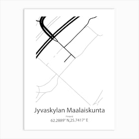 Jyvaskylan Maalaiskunta,Finland Minimalist Map Art Print