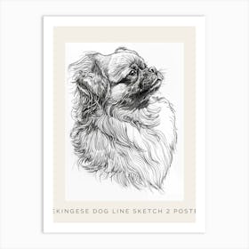 Pekingese Dog Line Sketch 2 Poster Art Print
