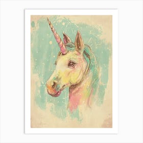 Vintage Pastel Storybook Style Unicorn 2 Art Print