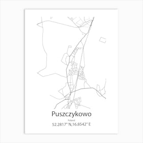 Puszczykowo,Poland Minimalist Map Art Print