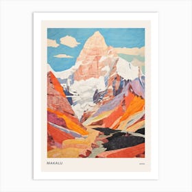 Makalu Nepal 3 Colourful Mountain Illustration Poster Art Print