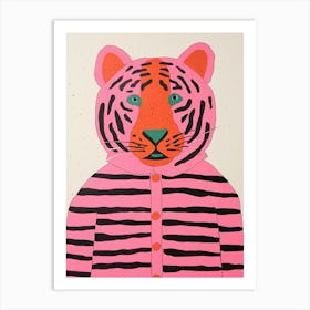 Pink Polka Dot Bengal Tiger 1 Art Print