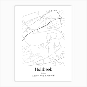 Holsbeek,Belgium Minimalist Map Art Print