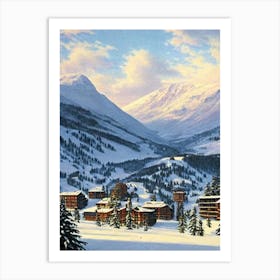 Les Arcs, France Ski Resort Vintage Landscape 4 Skiing Poster Art Print