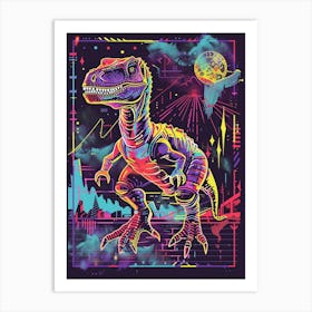 Cyber Futuristic Dinosaur Illustration 2 Art Print