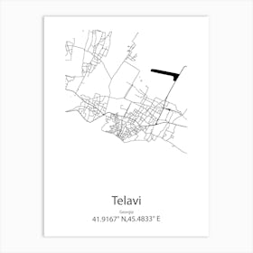 Telavi,Georgia Minimalist Map Art Print