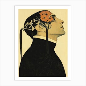 Man With Flowers In His Head Art Print