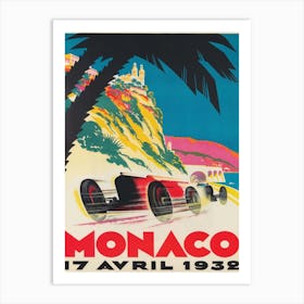 Monaco Grand Prix Race 1932 Vintage Poster Art Print