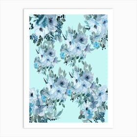 Watercolor Floral Pattern - Veronica blue flower Art Print