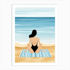 Woman Relaxing On The Beach Art Print