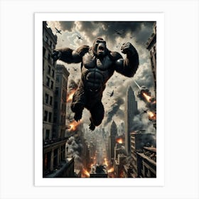 The City Under Siege: The Giant Gorilla and the Attack of Doppeldeckers Art Print