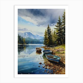 Boats By The Lake Art Print