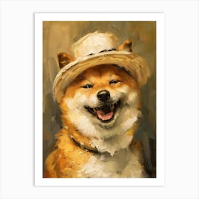 Oil Painting Smiling Shiba Inu 3 Art Print