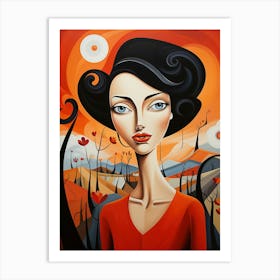 Woman In Red Art Print