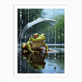 Frog In The Rain Art Print