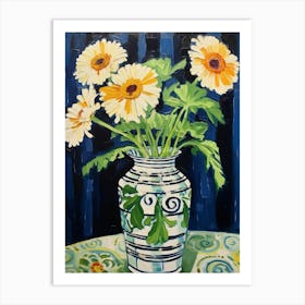 Flowers In A Vase Still Life Painting Daisy 1 Art Print