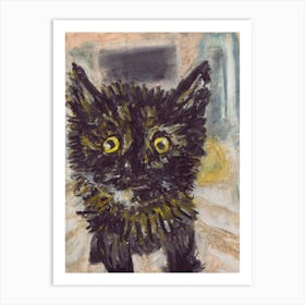 Cat, oil pastel Art Print