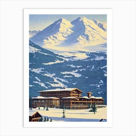 Les Arcs, France Ski Resort Vintage Landscape 2 Skiing Poster Art Print
