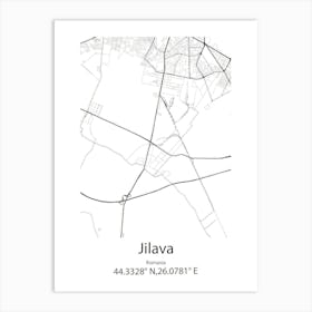 Jilava,Romania Minimalist Map Art Print