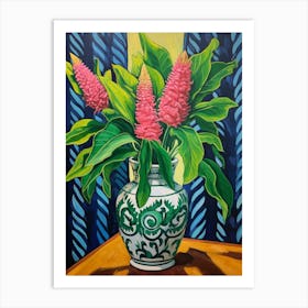 Flowers In A Vase Still Life Painting Celosia 3 Art Print