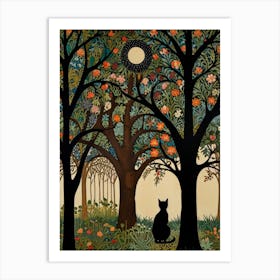 Cat In The Forest Style William Morris 5 Art Print