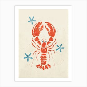 Lobster and stars in vintage style Art Print