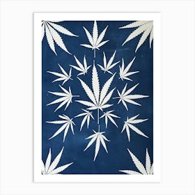 Hemp leaf blue cyanotype Art Print