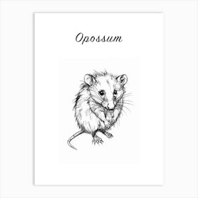 B&W Opossum Poster Art Print