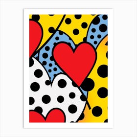 Polka Dot Pop Art Heart Lines 4 Art Print