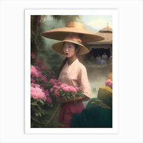 Asian Girl With Hat Art Print