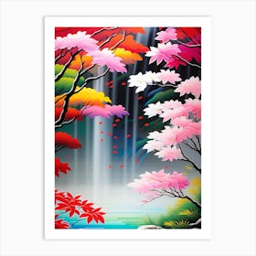 Waterfall Painting 1 Art Print