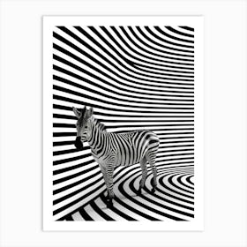 Zebra In A Striped Room Art Print