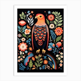 Folk Bird Illustration Red Tailed Hawk Art Print