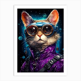 Cat With Goggles 1 Art Print